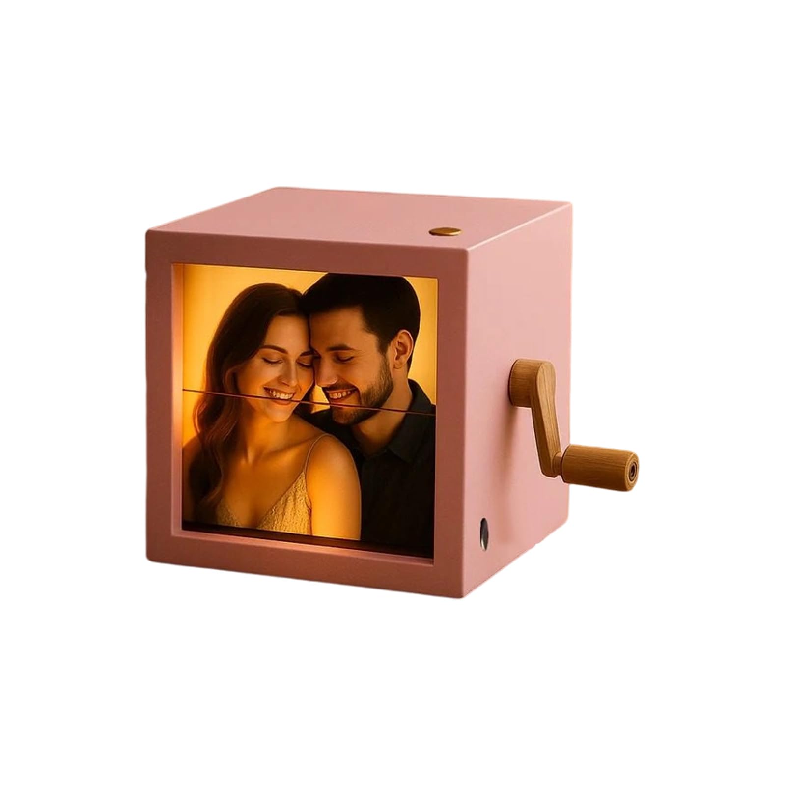 Album photo mécanique lumineux LED en bois gravé avec coffret souvenir haut de gamme