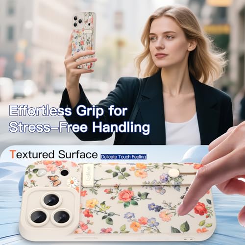 ZIYE for iPhone 17 Pro Max Case with Adjustable Hand Strap & Kickstand, [Precision Lens Cutouts] Silky Matte Floral Cover, Slim Shockproof Grip Holder for Women Girls, White Aesthetic Flower by ZIYE - Used condition - Image 3