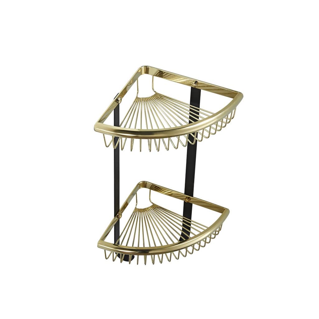 Estante de esquina para baño de latón completo y cesta triangular XMING