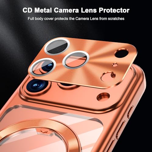 Coque iPhone 17 Pro Max MagSafe orange avec béquille rotative 360°