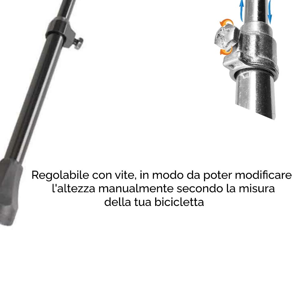 Cavalletto Regolabile in Altezza Bici Supporto Centrale in Alluminio per Bicicletta da 20” a 28'' con Piedino di Gomma Antiscivolo