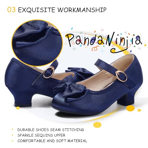 Image of PANDNAINJIA Girls Dress Shoes Toddler Heels Mary Jane Pumps