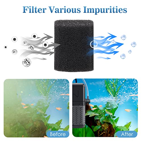 Image of AQQA Aquarium Filter, Submersible Power Fish Tank Filter with Rainwater Aerator System Adjustable Water Flow Design, Ultra Silent Biochemical Sponge Filtration Up to Fish Tank 50 Gallon (6W-158GPH)
