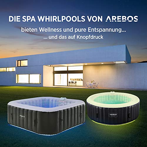 Arebos Spa Whirlpool 2400 W | automatisch aufblasbar | In- & Outdoor Spa Pool | 6 Personen | 185x185 cm | LED… – Bild 6