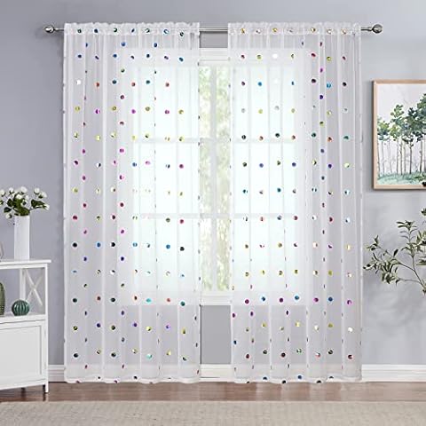 Urban Lotus White Polka Dot Sheer Curtains Cover