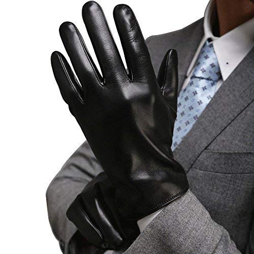 Full-Hand Touchscreen Genuine Leather Gloves, Gift Packaging, Cold Weather Gloves for Men's Texting Driving Winter (S-8.1