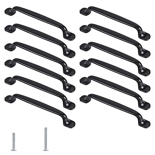WeiDu 12er Schwarz Aluminiumlegierung Möbel Griffe Schubladenknöpfe Schrank Küchengriff Kleiderschrank Knöpfe Türgriffe 128mm Cover
