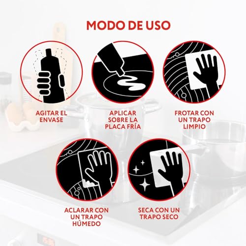 Miniatura 4 de Vitroclen Limpiador Vitrocerámica e Inducción, en Crema, Desincrusta, Desengrasa y Da Brillo, Aroma Limón, 450 ml