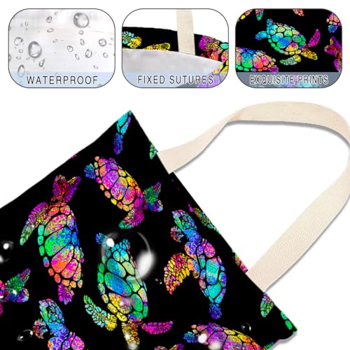 Image of IRADA Car Trash Bag Hanging No Snap Small Garbage Bag for Car Back Seat - Cute Printed One-handed Strap Trash Bags - Rainbow Turtle