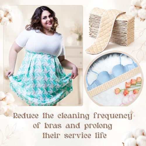 Image of Toulite 20 Pcs Bra Liners for Sweat, 3 Layer Washable Rectangle Cotton Under Breasts Pads for Women Absorb Sweating