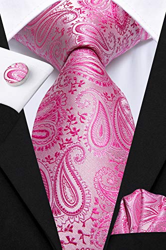 Image of Hi-Tie Men's Silk Ties Formal Woven Classic Necktie Pocket Square Cufflinks Lapel Pin Set Wedding Business