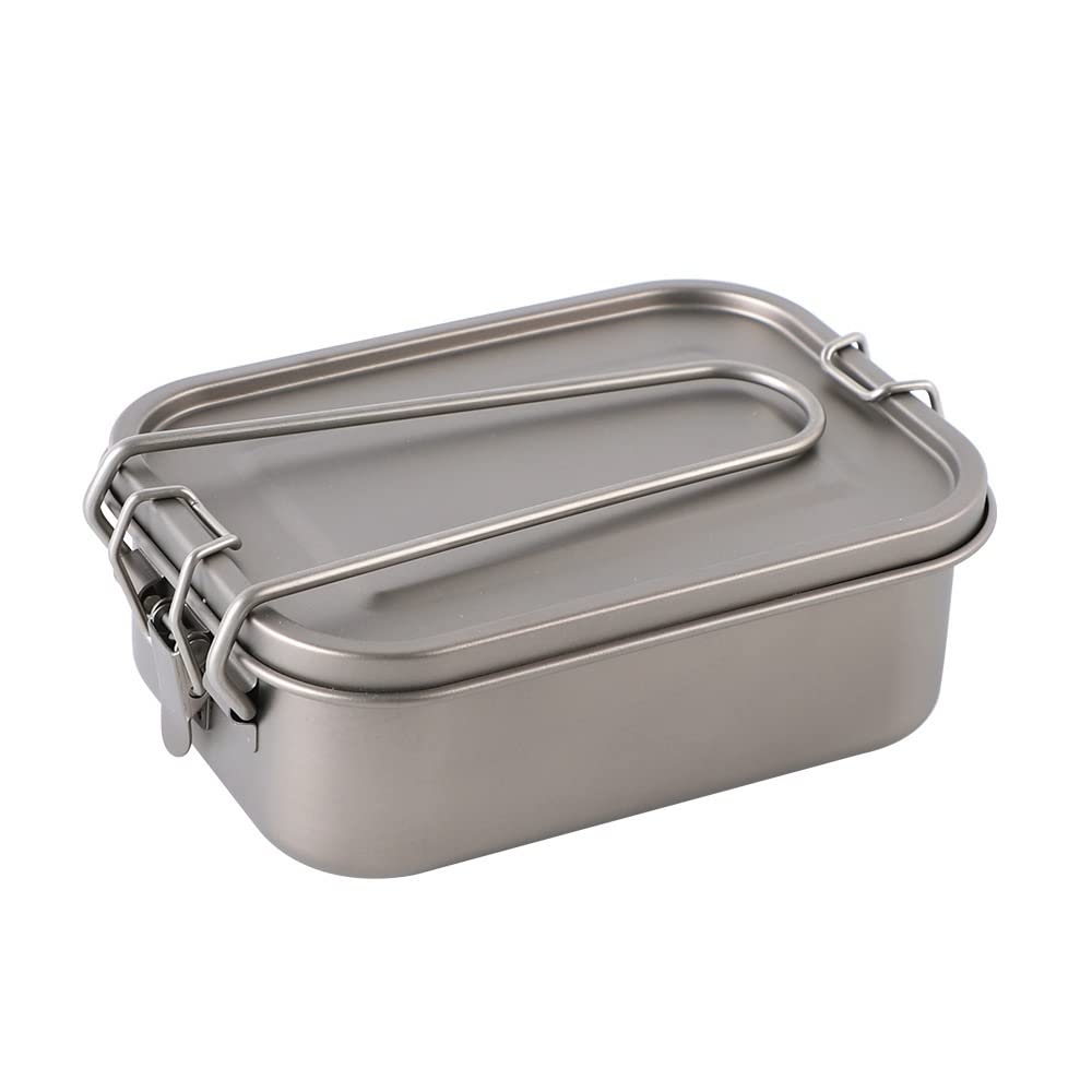 Echeson Outdoor Pure Titanium Lunch Box Camping bento Box Lunch Box Picnic Box Portable Tableware (Size : 2 800ml)