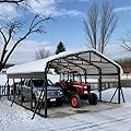 SYLVIERA 20x20FT Heavy Duty Metal Carport - Reinforced Galvanized Steel Carport Canopy for All-Weather Shelter, Enhanced Wind Resistance for Boats, Cars, Trucks, and Tractors