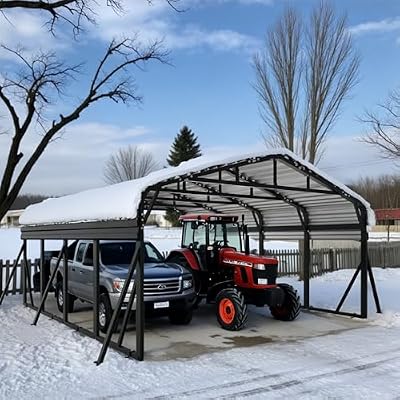 20x20FT Heavy Duty Metal Carport - Reinforced Galvanized Carport Canopy for All-Weather Shelter, Enhanced Wind Resistance for Boats, Cars, Trucks, and Tractors