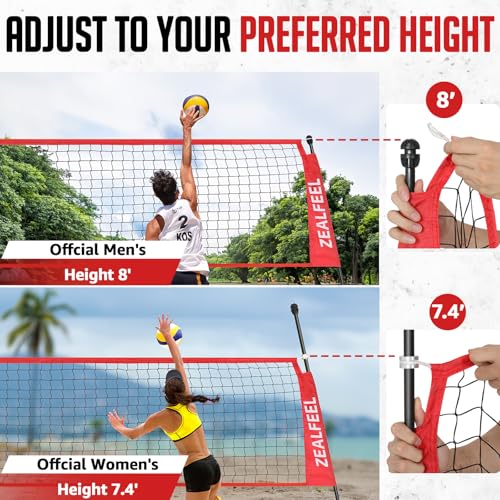 Volleyball Net, 12ft/20ft Training Set Height Adjustable, Portable Freestanding Practice for Hitting or Serving Drills, Pop up With Carry Bag for Backyard or Outdoor