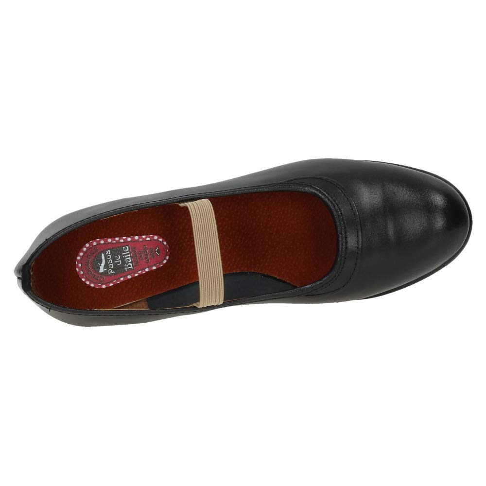 24 Zapatos de Baile Profesional de Piel, con elástica y Clavos en el talón, Hechos en España NIÑA Zapatos TACÓN Negro 39