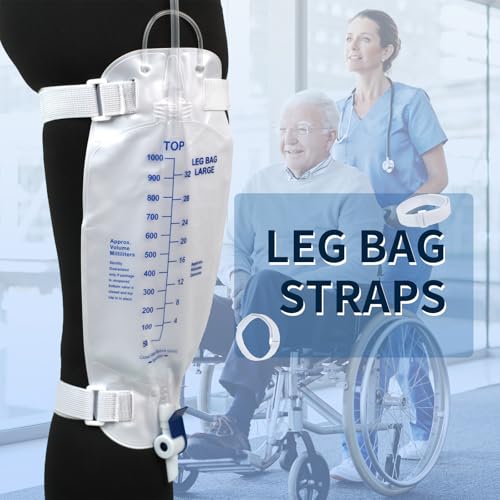 Image of 4 Packs Leg Bag Straps(White), Buckle-Type Hook and Loop Strap,Urine Drainage Bag Strap Catheter Leg Bag Straps with Soft Elastic Fabric Comfortable Silicone Grips for Men Women