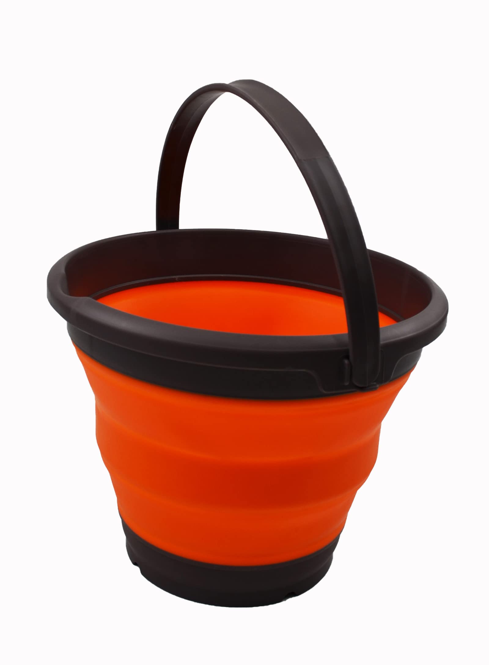 SAMMART Collapsible Bucket (Brown/Orange, 5.5L - Round)