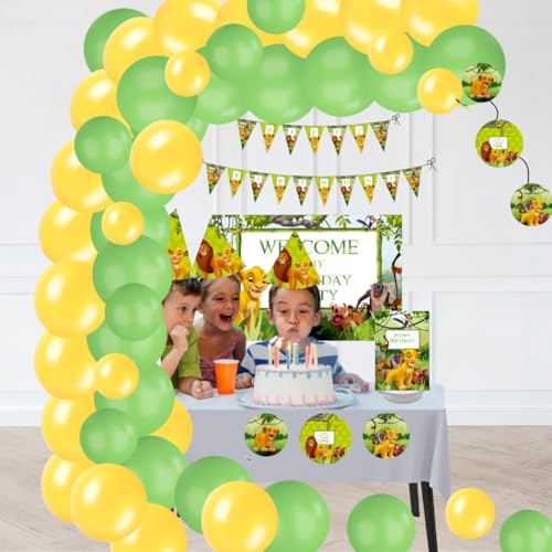 Image of Pretty UR Party Lion King Party decorations Kit - 80 pcs includes Banner, balloons, thank you, centerpiece, danglers, Lion King Party Supplies, Simba Birthday Decor, Bday Banner, DIY Pack for kids