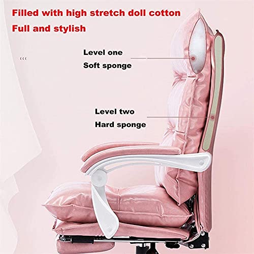 HHII Ergonomic Chair Computer Chairs with Backrest Executive Chair Leather Liftable Pc Chair Office Pink Gaming Chairs with Footrest Adjustable Angle 90° 150° Girl Gift - Afbeelding 4