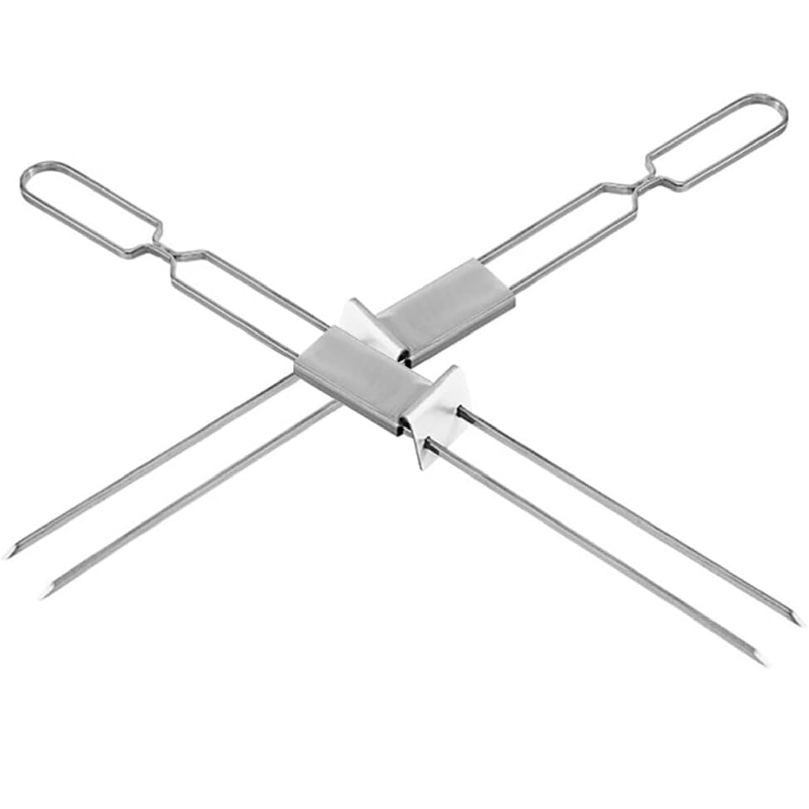 GTHTUHFD Stainless Steel Bbq Barbecue Skewer, Reusable Grilling Skewers With Push Bar, Double Pronged, For Appetizers, Fruit, Chicken Veggie, 5Pcs