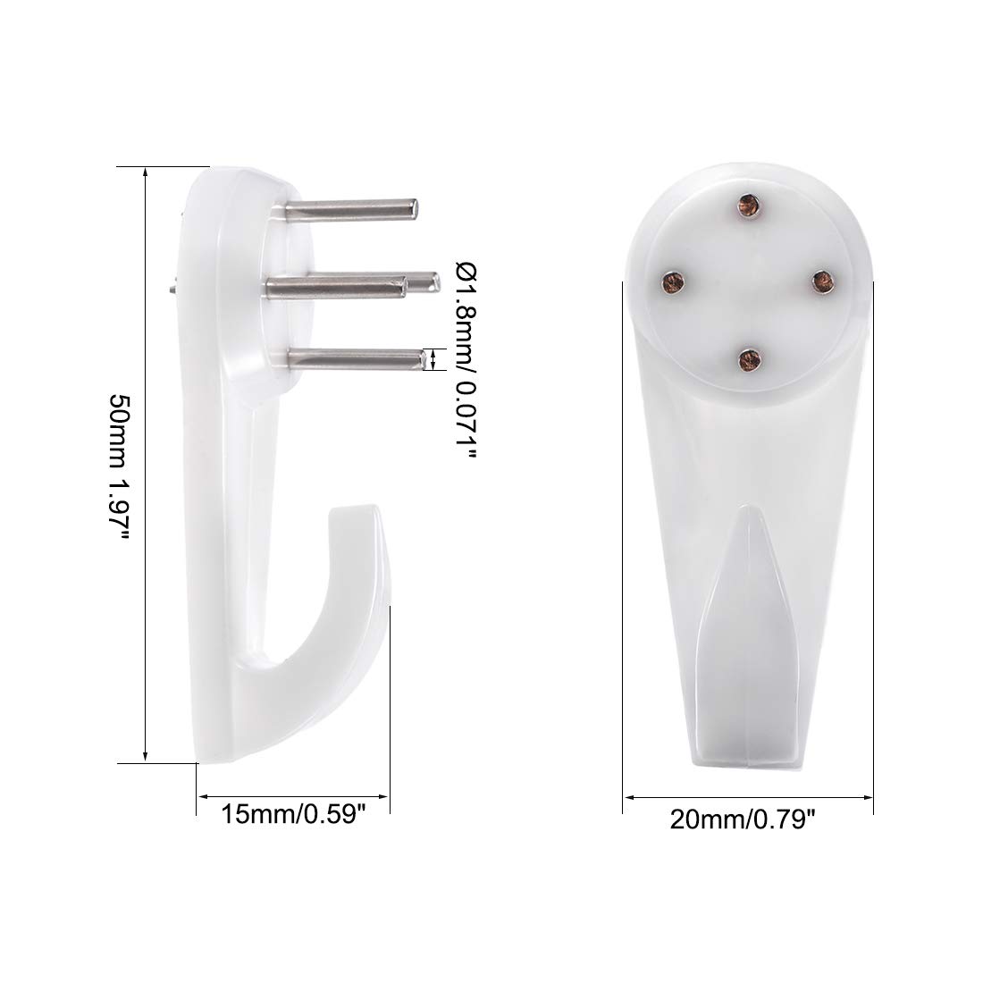 Unique Bargains 30lbs Support De Mur Dur Pour Quincaillerie, Attaches & Crochets Support Mural Non-Marque Crochet Photo Cadre Cintres, 20 Pcs