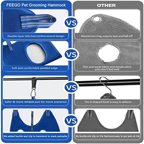 Image of FEEGO Pet Grooming Hammock for Small Dogs & Cats, Dog Grooming Hammock, Pet Grooming Sling, Dog Grooming Harness, Pet Nail Clip Bag for Grooming, Cat Grooming Sling for Trimming Nail and Ear /Eye Care