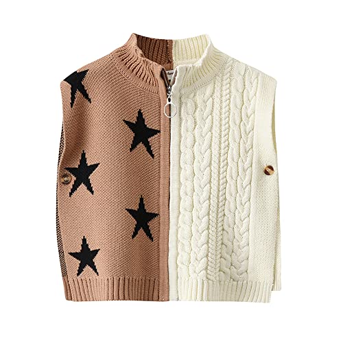 Vivobiniya Kid Girls Double Color Star Zipper Vest Toddler and Baby Knit Sweater 12m-5Y