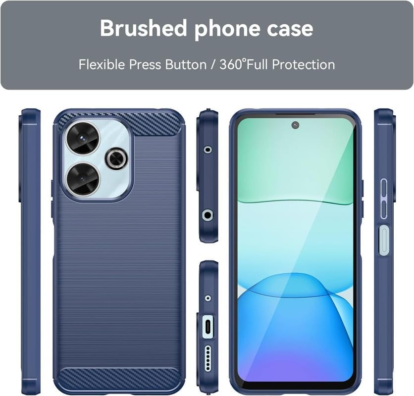 Image of NPRC Hybrid Ultra Slim Protective Case TPU Non-Slip Carbon Fiber Texture Shockproof Case Cover for Redmi 13 5g - Blue