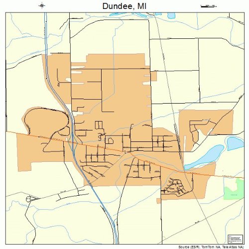 Large Street & Road Map of Dundee, Michigan MI Printed poster size