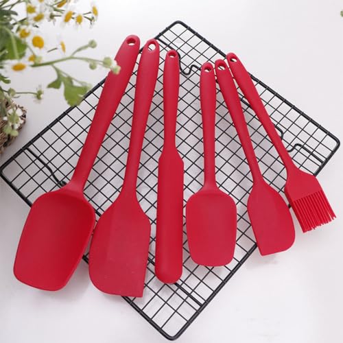 Soulnioi Silicone Spatulas Spoons Set in 6,Silicone Kitchen Utensils,Rubber Spatula Heat Resistant for Cooking,Baking and Mixing Red - Image 4