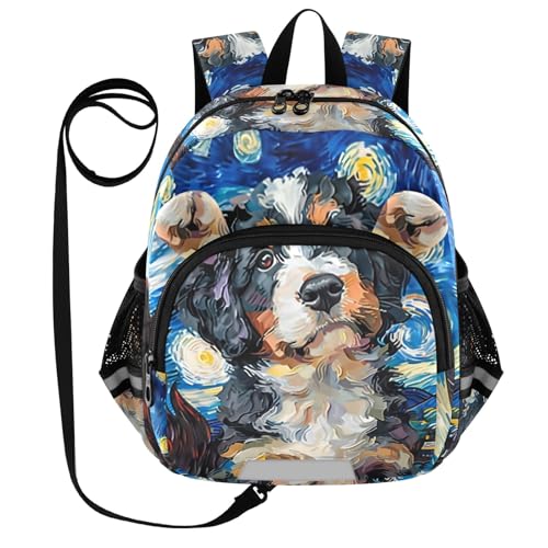 Kid's Backpack for Boys & Girls Toddler Bag Bernedoodle Dog Backpack with Safety Leash