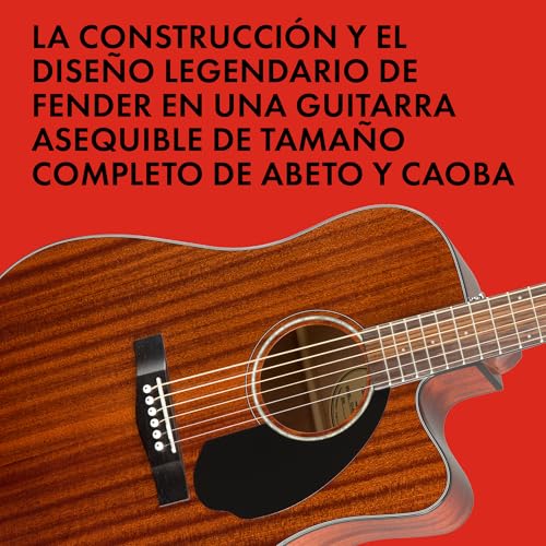 Miniatura 7 de Fender Cd-60sce Dreadnought Guitarra Acústica Electrificada, Caoba Natural, Incluye Cursos Virtuales Gratuitos En Fender Play