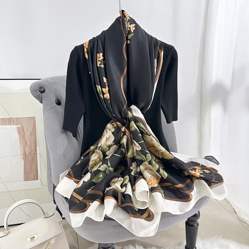 Image of Printed Poly Silken feel Scarf Stole for Women | Stylish, Soft, & Lightweight | Satin Feel Neck Scarf, Hair Scarf, Head Scarf for Women