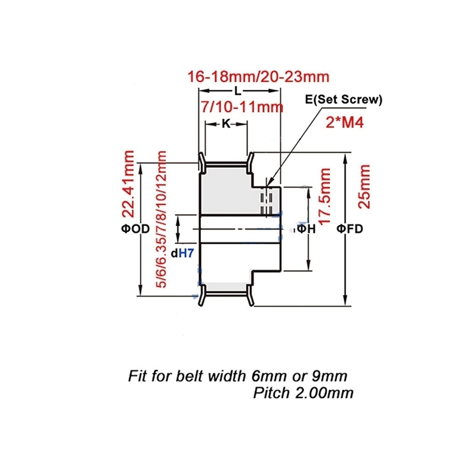 Timing Pulley 36 Teeth 2M 2GT Synchronous Pulley, Bore 5/6/6.35/8/10/12mm, for Width 6/9/10/15mm, 2MGT Timing Belt GT2 Pulley Belt 36Teeth 36T (NO.1309)(Belt Width 6mm,Bore 8mm)