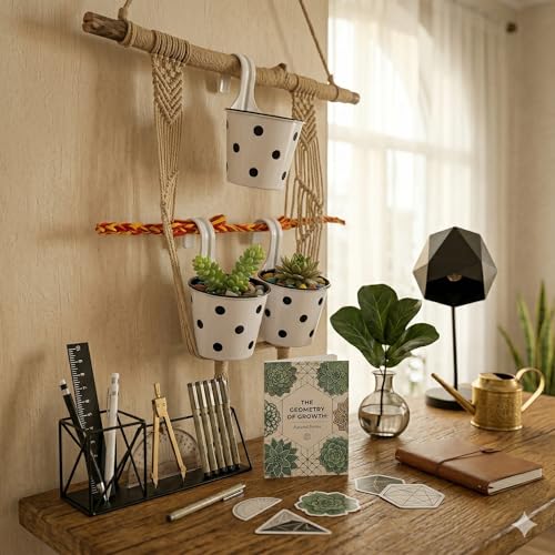 Image of Premium Hook Planter with Inner Pot | Polka Dot Hanging Planter for Balcony & Railings | Sturdy Plastic | Built-in Drainage | Vibrant Colours | Indoor & Outdoor Gardening (5, White)
