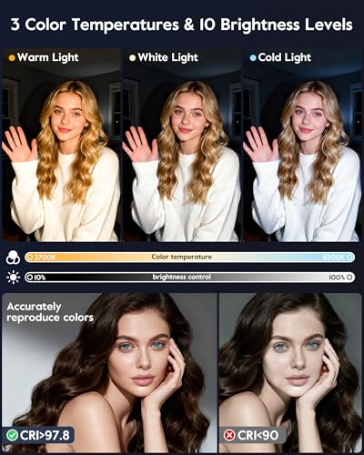 Image of 7 inch Desk Ring Light with Stand for Computer, 30 Lighting Modes for Video Conference, Zoom Lighting for Computer, Adjustable Desk Light for Video Recording, Calls, Podcast, Stream, 3000K-6500K, CRI 97.8