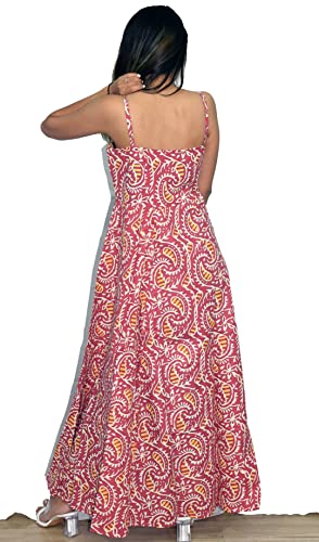 Image of JAIPUR HAND BLOCK Cotton Sleeveless Long Flared A Line Dress|Gown (S00063)
