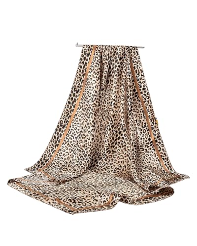 JUKOTA pañuelo leopardo,bufanda mujer, Bufanda de Seda Con Estampado de Leopardo Para Mujer - Accesorio de Invierno Cálido y Moderno - Regalo Adecuado,leopardo,animal print