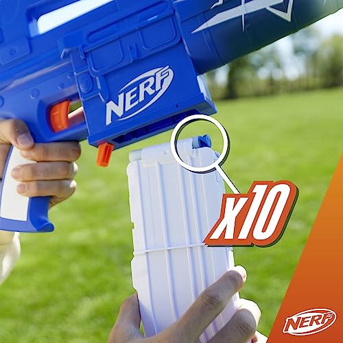 Image of Nerf Fortnite Blue Shock Blaster, 10-Dart Clip, 10 Elite Nerf Darts, Includes Bonus Code to Unlock The Beat Wrap in The Game, Motorized Dart Blaster