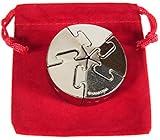 Spiral Hanayama Brain Teaser Puzzle, Level 5 Difficulty Rating, RED Velveteen Drawstring Pouch, Bundled ItemsQ