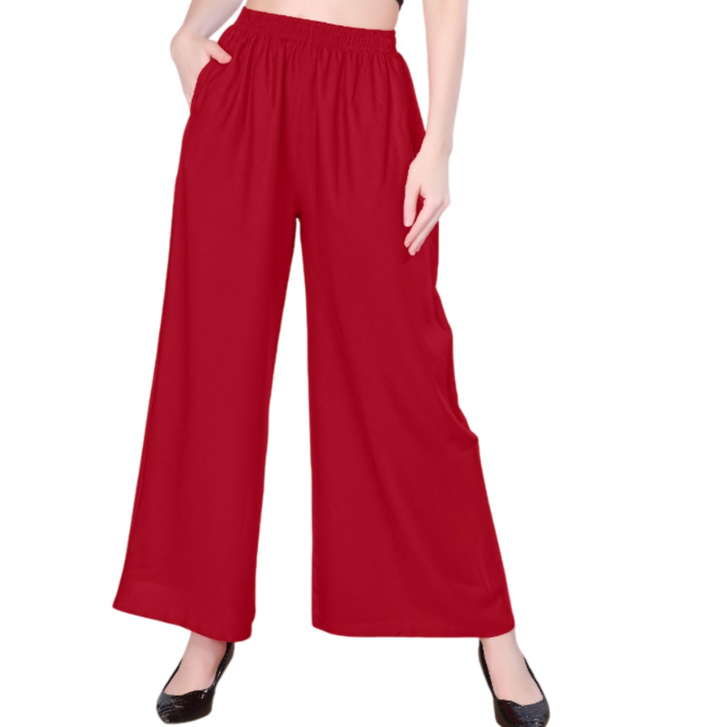 vivika Palazzo for Women, Rayon Palazzo with Pocket,Fits Waist 28-42, Comfortable Flared Ethnic Bottom, Stylish, Casual, Work & Daily Use Palazo for Tops and Tunics-picture-13