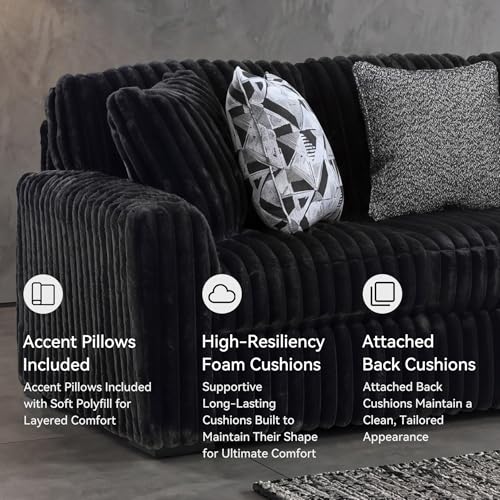 Image of Signature Design by Ashley Midnight-Madness Modern Anti Sage Sofa with Reversible Cushions, Black