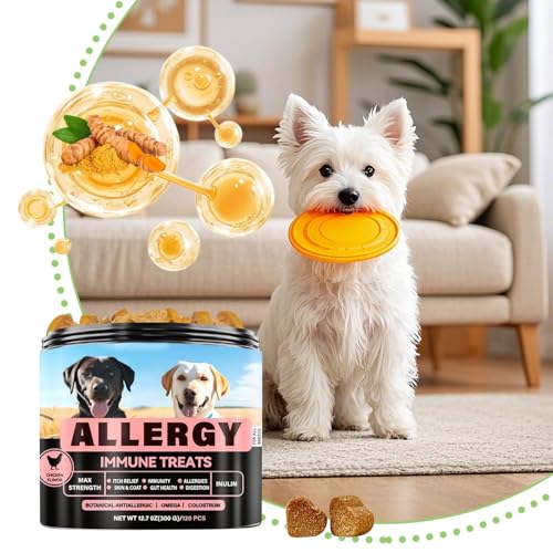 YNPQTDS Hund Allergie Kausnacks - Hund Nahrungsergänzungsmittel - Allergiemittel Bei Saisonbedingten Allergien, Immunstärkendes Ergänzungsfutter Für Aktivitäten Draußen & Drinnen