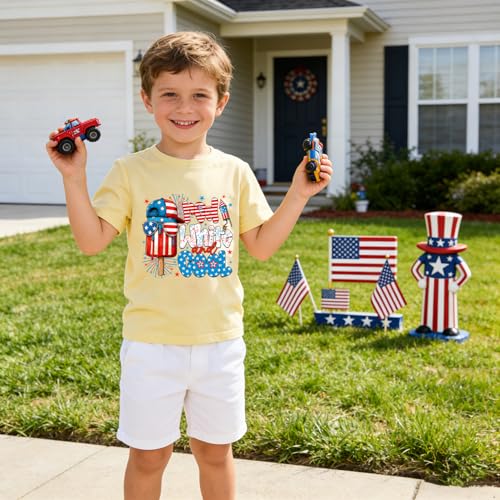Image of Kids 4th of July Shirt USA Flag Clothes Toddler Boys Girls Children Patriotic Tee Tops 1-7 Years