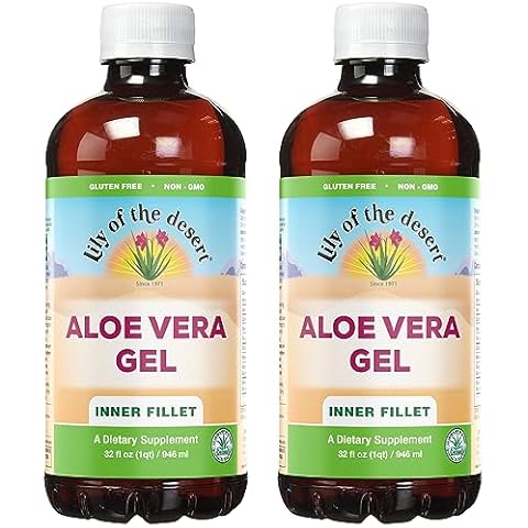 Lily of the Desert Aloe Vera Gel - Inner Fillet Thicker Consistency Aloe Vera Drink with Natural Vitamins,Digestive Enzymes for Gut Health, Stomach Relief, Wellness, Glowing Skin, 32 Fl Oz (Pack of 2) Cover