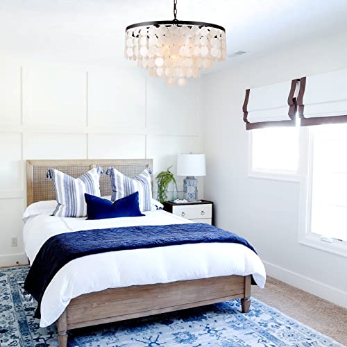 ALICE HOUSE 24" Capiz Shell Chandeliers for Dining Room, Antique Bronze Finish, Ceiling Hanging Lighting Fixtures for Kitchen, Living Room, Entryway, Bathroom and Bedroom, ETL Listed, AL1701-P6 - Image 5