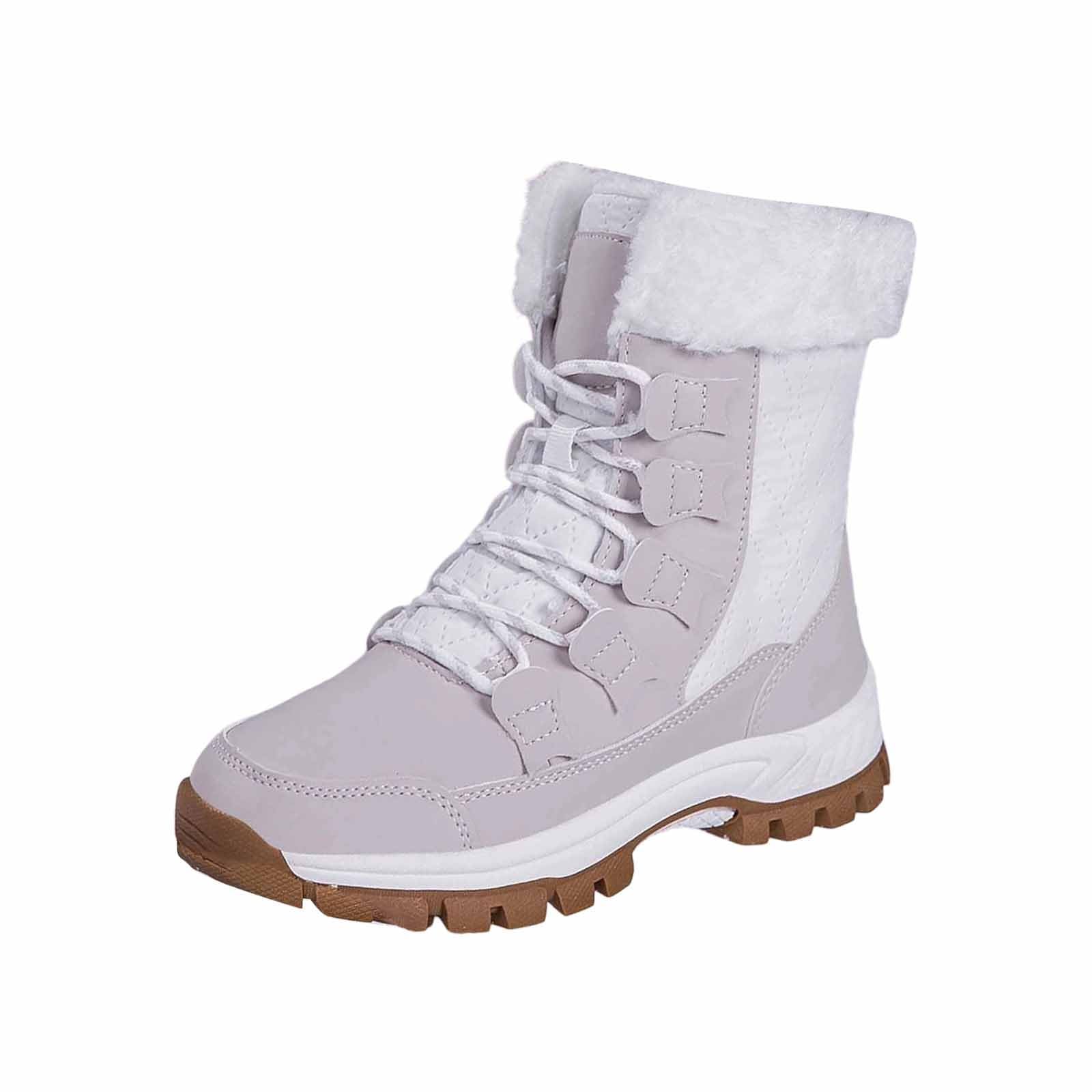 Scarpe da Neve 2026 Stivali Invernali Alla Moda, Foderati Antiscivolo, Isolati Per Il Freddo, con Plateau, Donna, Comode e Calde, Calzature Trekking Suola Spessa Trazione