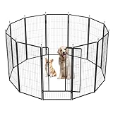 PETREEK Dog Playpen 36 inch 12 Panels for Indoor & Outdoor Use – Heavy-Duty Metal Pet Fence with Ground Stakes, Rounded Ball Tops for Safety, Stable & Foldable Design, Easy to Assemble