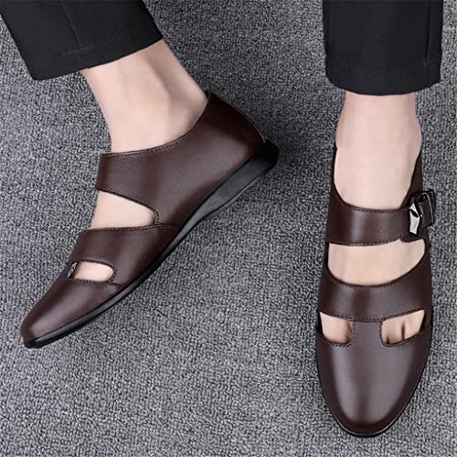 Business Dress Men Sandals Breathable Leather Shoes Men Half Slippers Men(Black a,38 Code)3